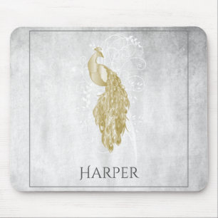Tapis De Souris Peacock Gold Elegant Personnalisé Pad de souris
