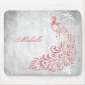 Tapis De Souris Peacock rose Personnalisé (Devant)