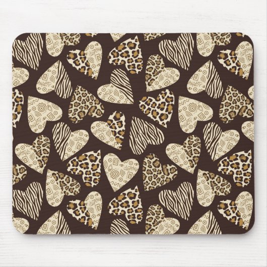 Tapis De Souris Peau d'animal avec des coeurs (Devant)