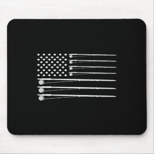 Tapis De Souris Pêche à la canne à mouche Drapeau américain
