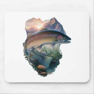 Tapis De Souris Pêche à la mouche de la truite Montagnes Nature Pê
