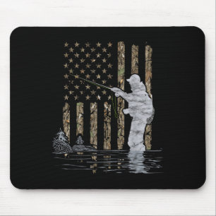 Tapis De Souris Pêche à la mouche Pêcheur Drapeau américain Camouf