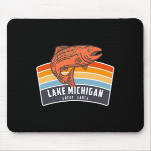 Tapis De Souris Pêche au saumon dans les Grands Lacs du lac Michig