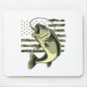 Tapis De Souris Pêche B Poisson Usa Drapeau Américain Camouflage P