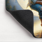 Tapis De Souris Pêche de garçon d'une lune de croissant (Coin)