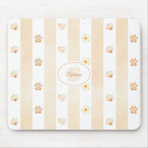 Tapis De Souris Pêche et Blancs - Coeurs, Fleur, Empreinte de patt