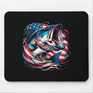 Tapis De Souris Pêche Patriotique 4 Juillet Hommes Drapeau América