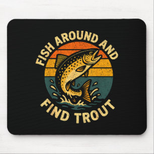 Tapis De Souris Pêche vintage autour et trouver la truite Pêcheur