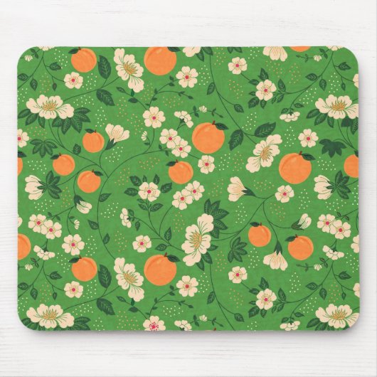 Tapis De Souris Pêcher sur l'arrière - plan vert (Devant)