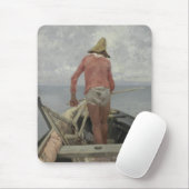 Tapis De Souris Pêcheur dans son bateau (par Vincenzo Caprile) (Avec souris)