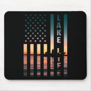 Tapis De Souris Pêcheur de la vie du lac Coucher de soleil Drapeau