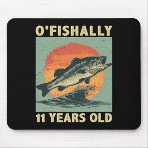Tapis De Souris Pêcheur de poissons à 11 ans officiellement 11e an