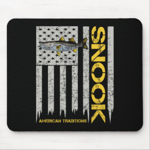 Tapis De Souris Pêcheur de Snook - Drapeau Américain de Style Vint