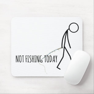Tapis De Souris Pêcheur triste Stickman sur fond blanc
