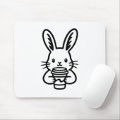 Tapis De Souris Peeking Bunny with Coffee Cup (Avec souris)