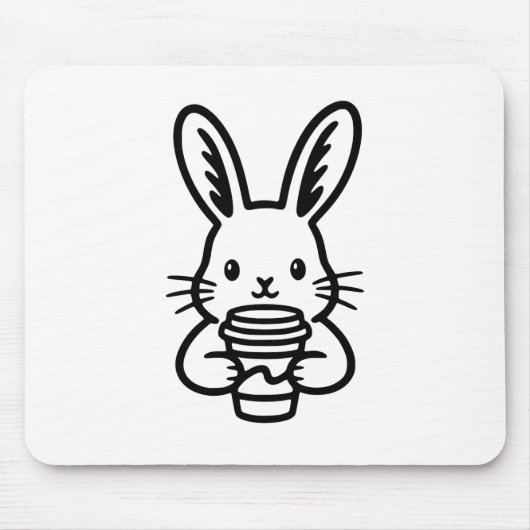 Tapis De Souris Peeking Bunny with Coffee Cup (Devant)