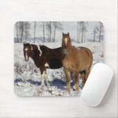 Tapis De Souris Peignez les chevaux dans la neige (Avec souris)