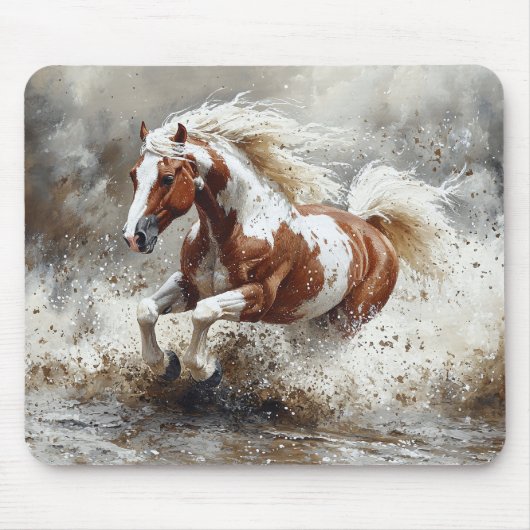 Tapis De Souris Peindre Un Cheval Qui Traverse L'Eau (Devant)