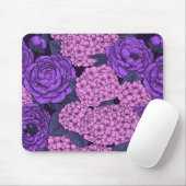 Tapis De Souris Peine et hydrangée en rose et violet (Avec souris)