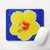 Tapis De Souris Peinture à fleurs d'Hibiscus jaune (Avec souris)