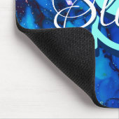 Tapis De Souris Peinture à l'encre d'alcool sous-marine bleu profo (Coin)