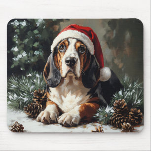 Tapis De Souris Peinture à l'huile de Basset Hound mignon avec un