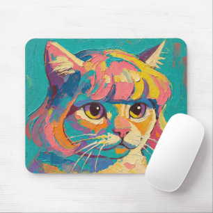 Tapis De Souris Peinture à l'huile de chat mignon (#5)