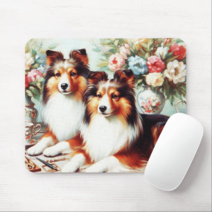 Tapis De Souris Peinture à l'huile de Chiens Cute Retro