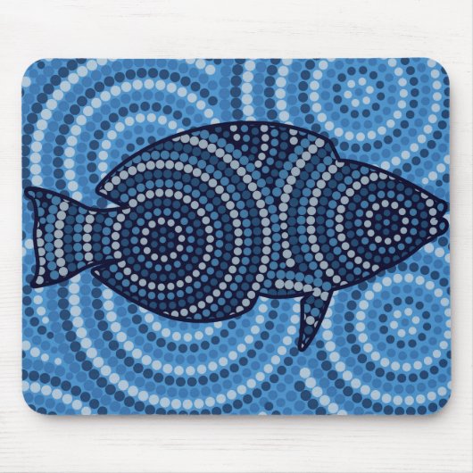 Tapis De Souris Peinture à points de poisson autochtone (Devant)