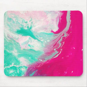 Tapis De Souris Peinture Abstraite rose et verte Art Abstrait Abst