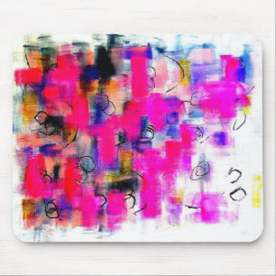 Tapis De Souris Peinture acrylique Abstraite en rose, noir, blanc