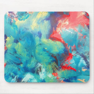 Tapis De Souris Peinture Acrylique Turquoise L'Art Abstrait Abstra