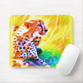 Tapis De Souris Peinture animale puissante de Cheetah. Commandez d (Avec souris)