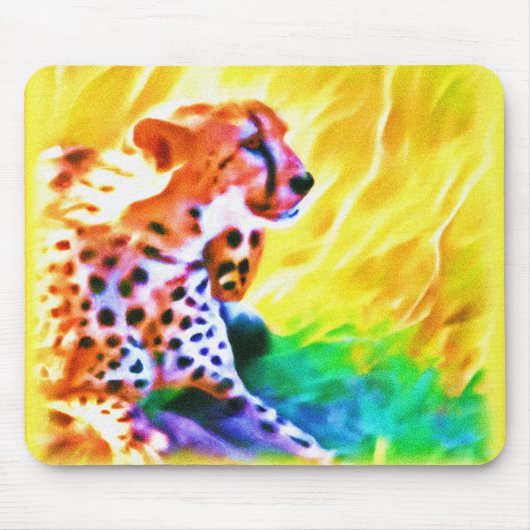 Tapis De Souris Peinture animale puissante de Cheetah. Commandez d (Devant)