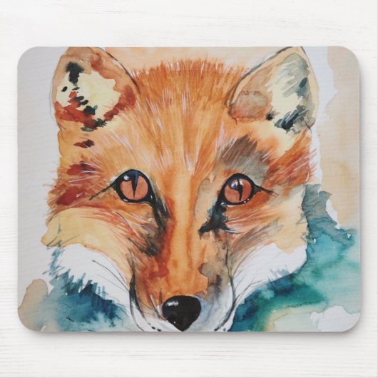Tapis De Souris Peinture aquarelle Renard cool (Devant)