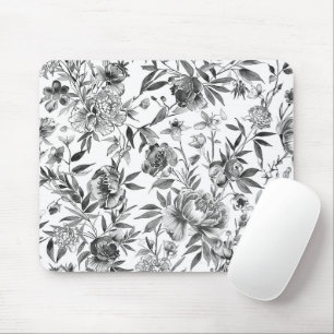 Tapis De Souris Peinture botanique florale à l'aquarelle en Chinoi