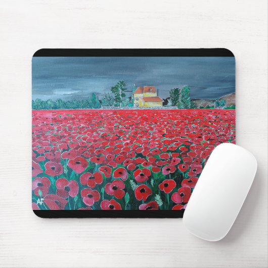 Tapis De Souris Peinture Campo de Amapolas par Alfred Fox (Avec souris)
