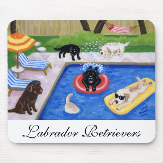 Tapis De Souris Peinture d'amusement de Labradors de réception au (Devant)