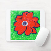 Tapis De Souris Peinture d'anémone rouge vif (Avec souris)