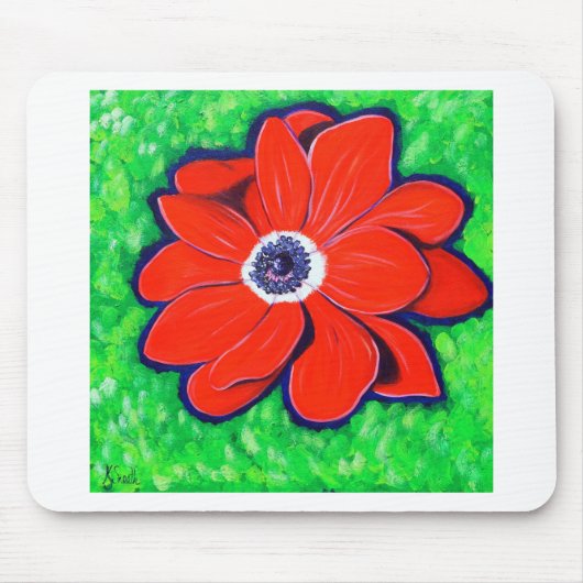 Tapis De Souris Peinture d'anémone rouge vif (Devant)