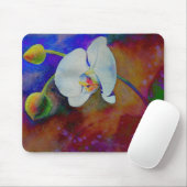 Tapis De Souris Peinture d'aquarelle d'orchidée hawaïenne blanche (Avec souris)