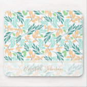 Tapis De Souris Peinture d'aquarelle Turquoise et orange (Devant)