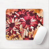 Tapis De Souris Peinture d'art rustique à fleurs rouges (Avec souris)