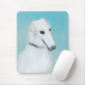 Tapis De Souris Peinture de Borzoi (Blanc) - Joli Chien d'origine (Avec souris)