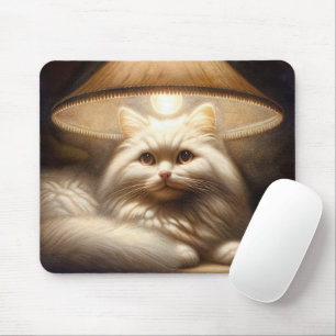 Tapis De Souris Peinture de chat sous un abat-jour