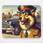 Tapis De Souris Peinture de chien de police rétro (Devant)