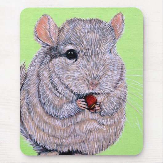 Tapis De Souris Peinture de Chinchilla à la poitrine molle (Devant)
