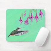 Tapis De Souris Peinture de colibri et Fuchsia (Avec souris)