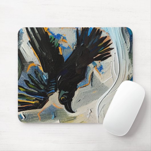 Tapis De Souris Peinture de corbeau (Avec souris)