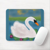 Tapis De Souris Peinture de cygne blanc Mousepad (Avec souris)